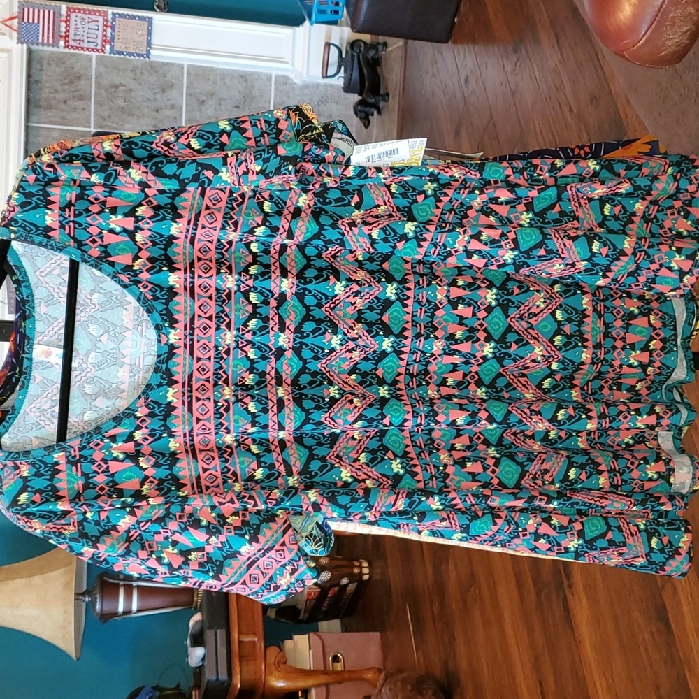 LuLaRoe 3XL Perfect Tee Swing Top Black Teal Pink- NWT